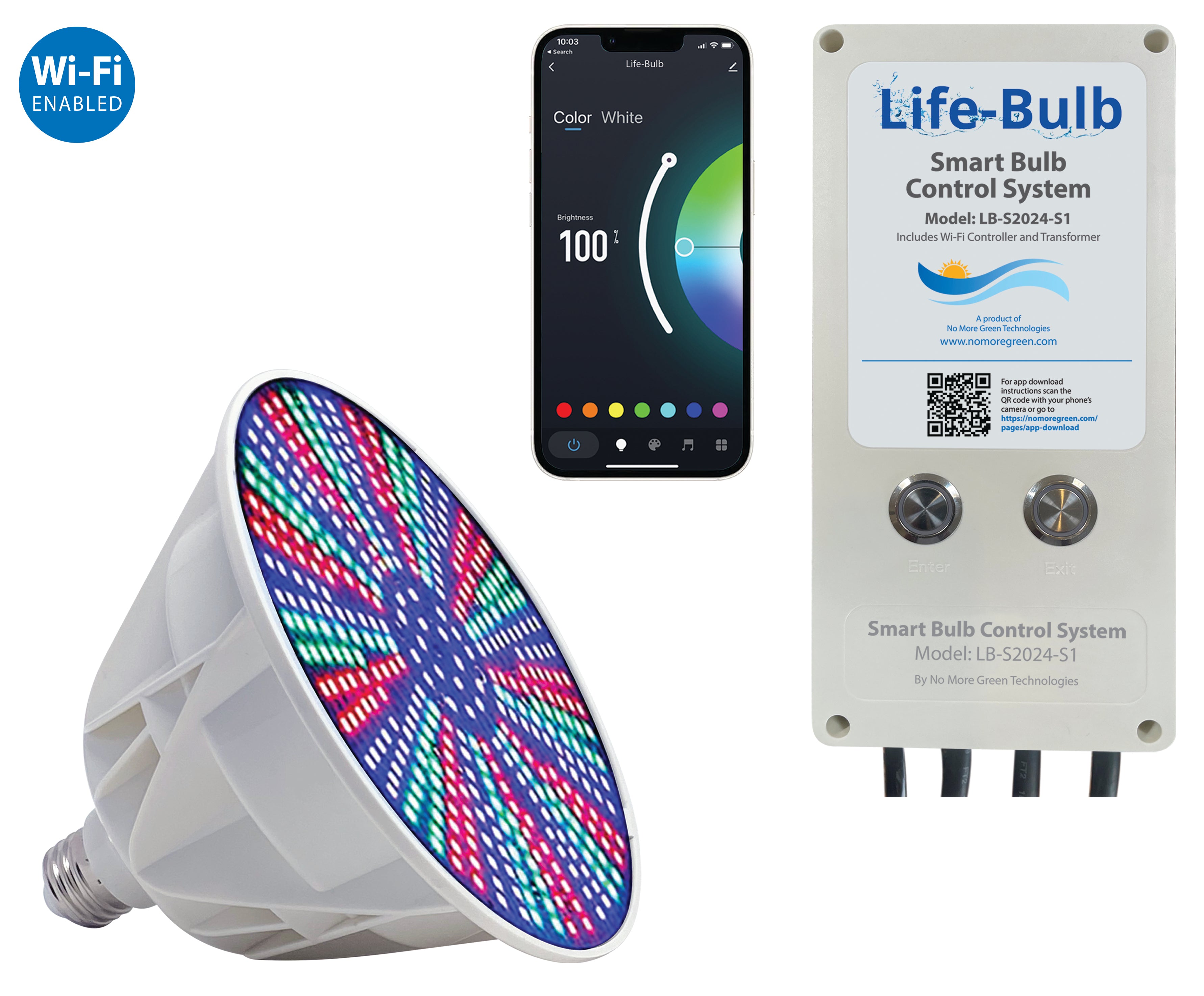 Life-Bulb Smart LED Color Changing Spa Bulb with Smart Bulb Control System | Works with Remote or Smartphone app - iOS or Android | Lifetime Replacement Warranty