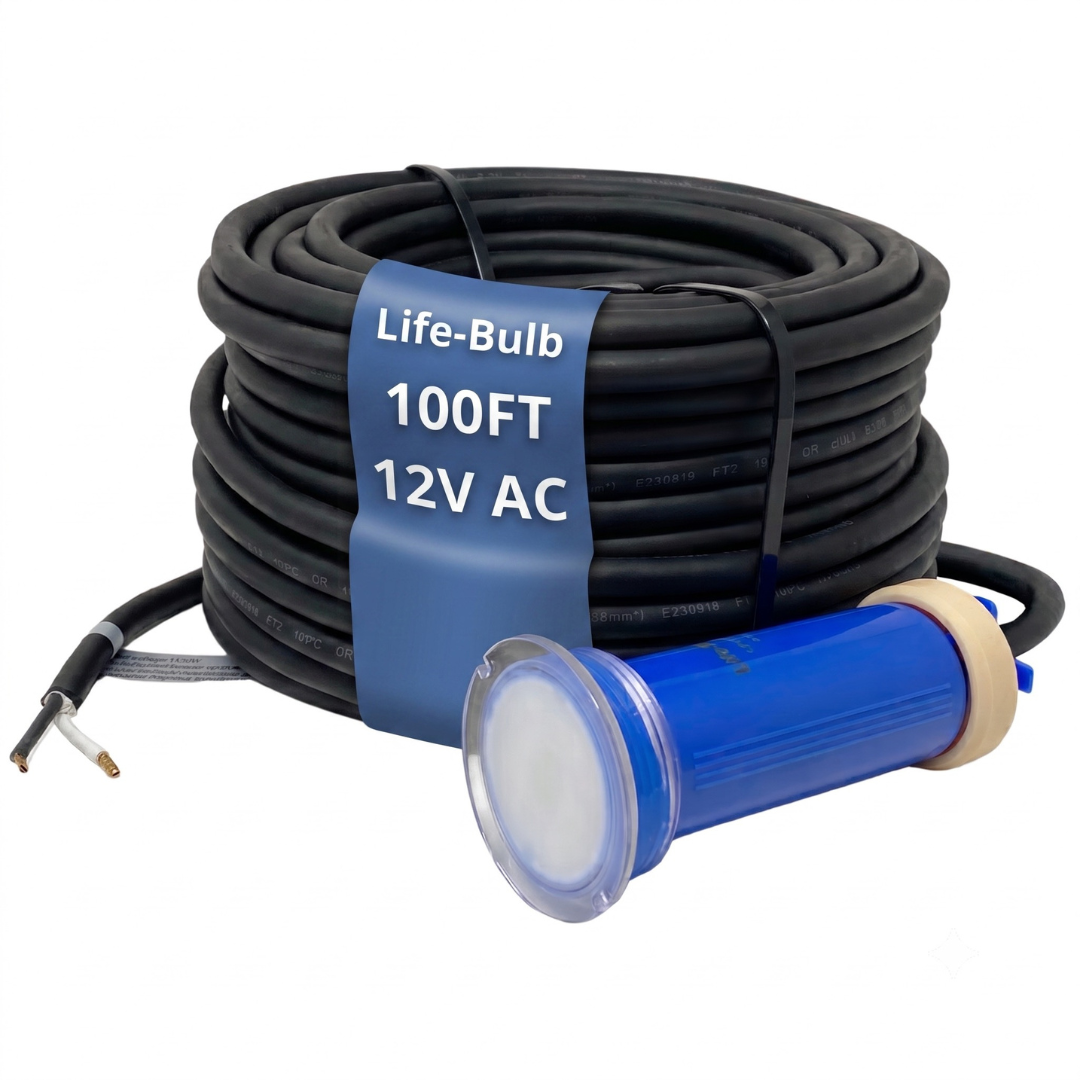 Life-Bulb Color LED Inground 1.5" Nicheless Pool Light (100ft Cord) | Replaces Pentair GloBrite | Lifetime Replacement Program