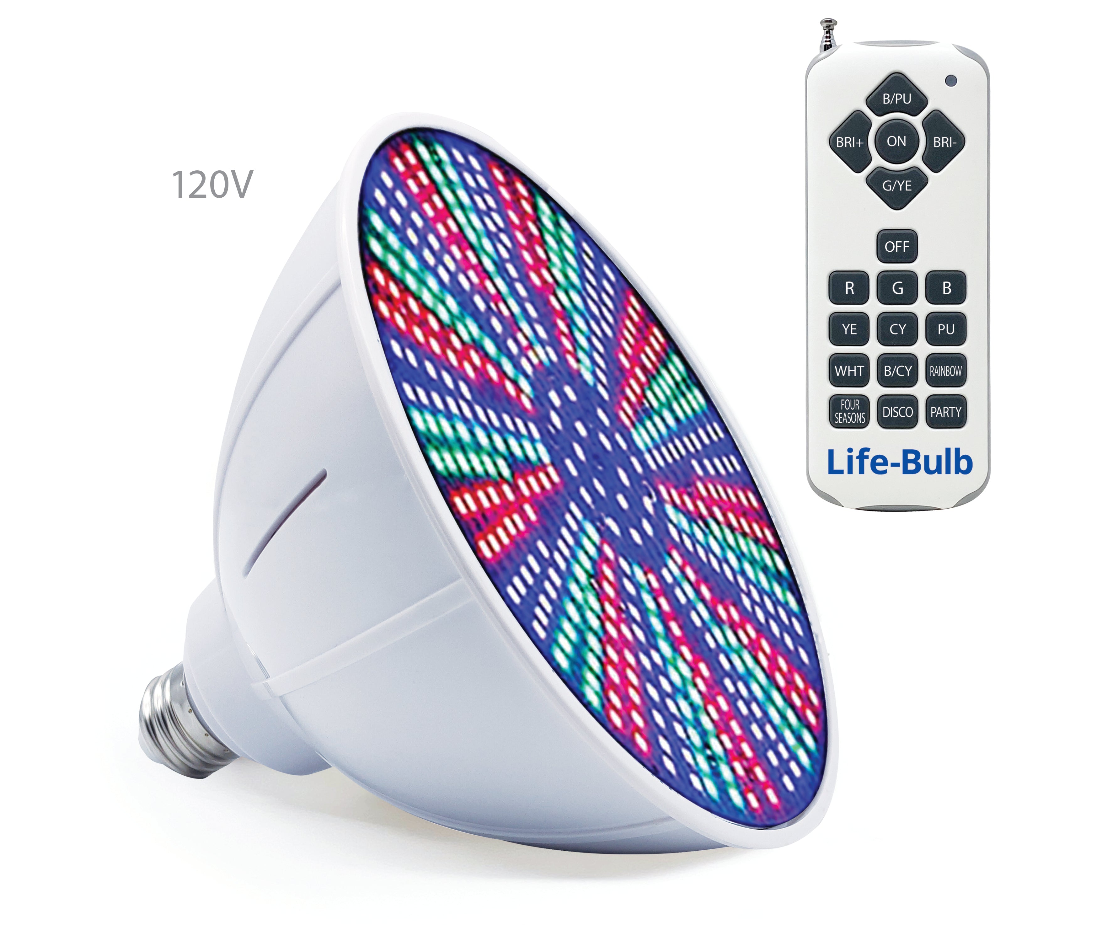 Life-Bulb 120V 40W RGB [Switch or Remote Control] LED Pool Light Bulb | Color Changing | Lifetime Replacement Warranty | Replacement Bulb for Pentair and Hayward Fixture