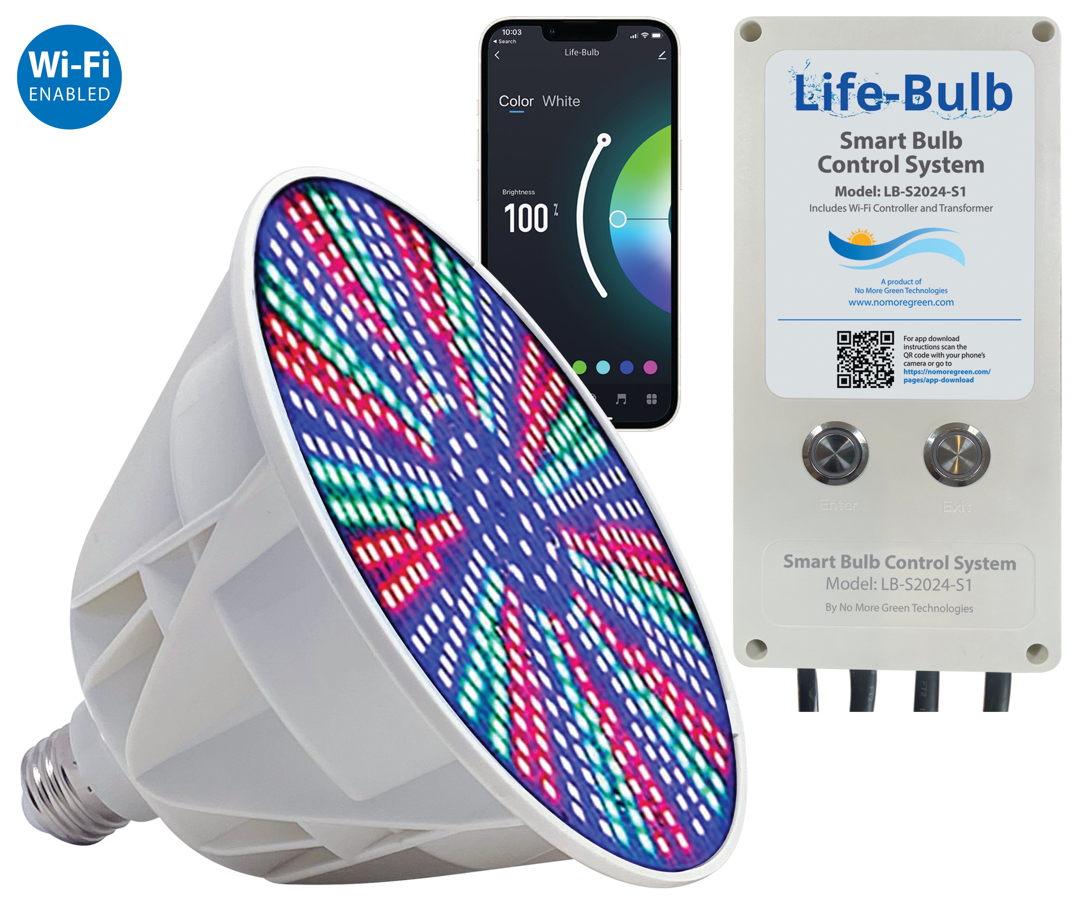 Life-Bulb Smart LED Color Changing Pool Bulb with Smart Bulb Control System | Works with Remote or Smartphone app - iOS or Android | Lifetime Replacement Warranty