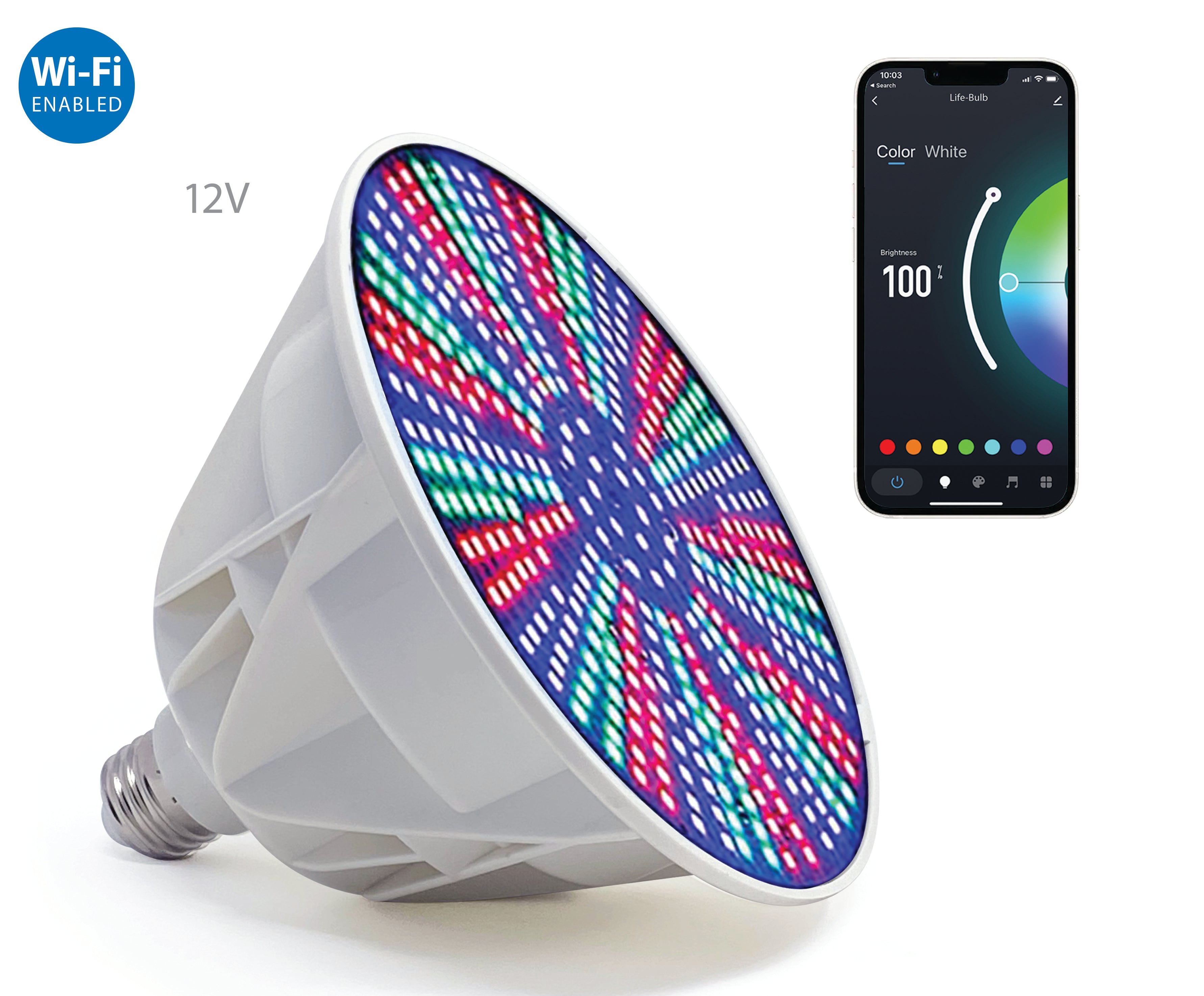 Life-Bulb Smart LED Color Changing Pool Bulb (Replacement) | Requires Smart Bulb Control System to Operate | Works with Remote or Smartphone app - iOS or Android | Lifetime Replacement Warranty