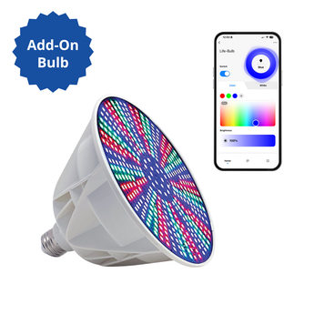Life-Bulb Smart Color LED Pool Bulb (Add-On/Replacement) | E26 Base | 12V Low Voltage (40W Max) | Requires Smart Control System | Lifetime Replacement Program