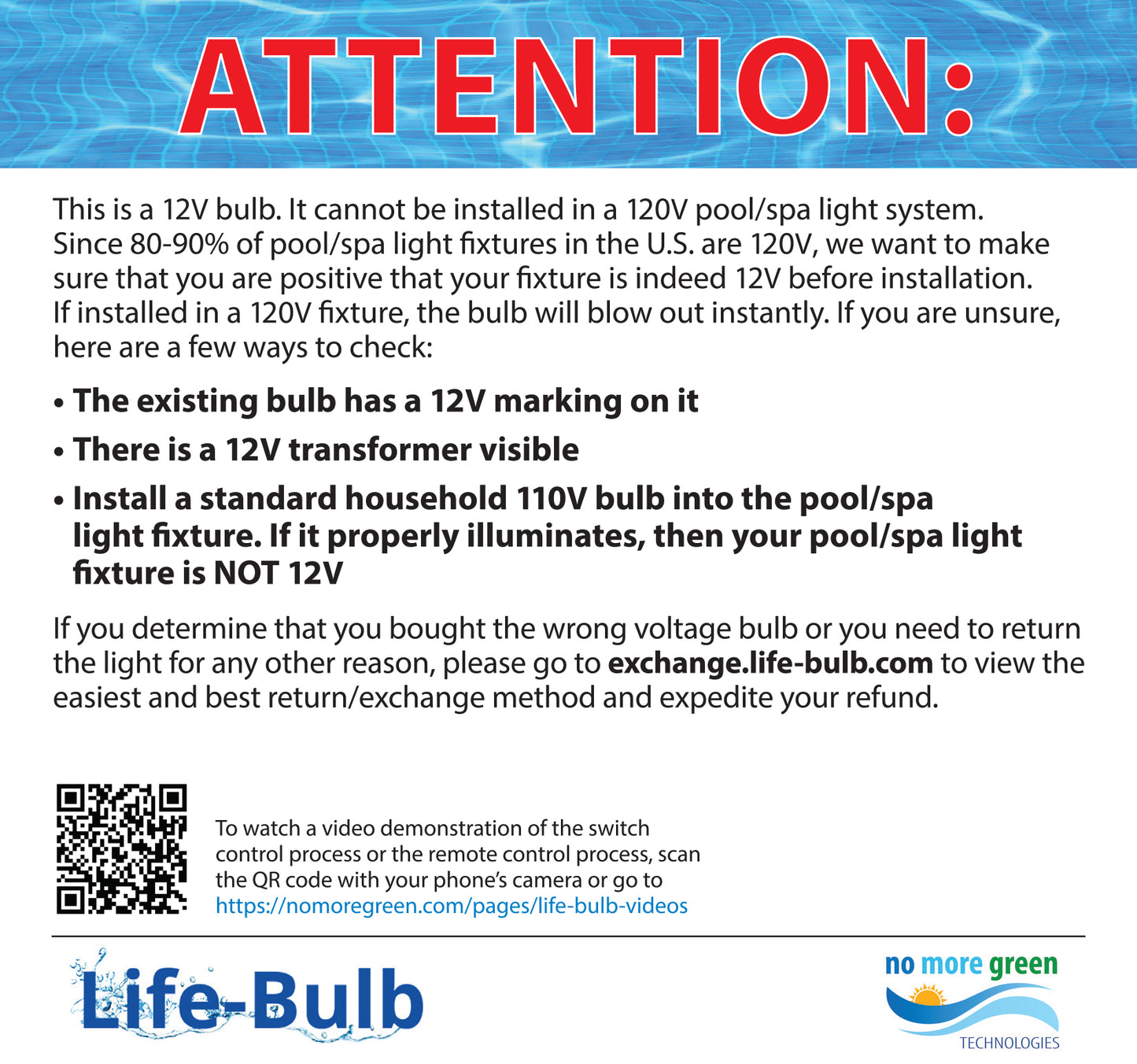 Life-Bulb 120V 40W RGB [Switch or Remote Control] LED Pool Light Bulb | Color Changing | Lifetime Replacement Warranty | Replacement Bulb for Pentair and Hayward Fixture