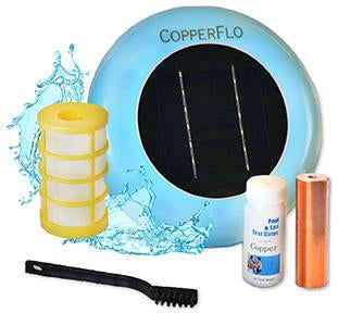 CopperFlo Solar Pool Ionizer | 85% Less Chlorine | Lifetime Replacement Warranty | Kill Algae in Pool | Longest Lasting Copper Anode | 25% More Ions | Keeps Pool Cleaner | Up to 204,000 Litres